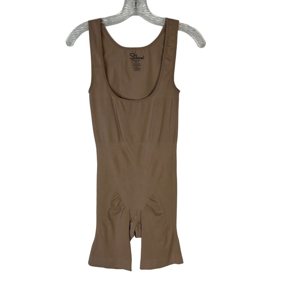 Secret Solutions Bodysuit Womens 1X Tan Shapewear Girdle Tummy Control